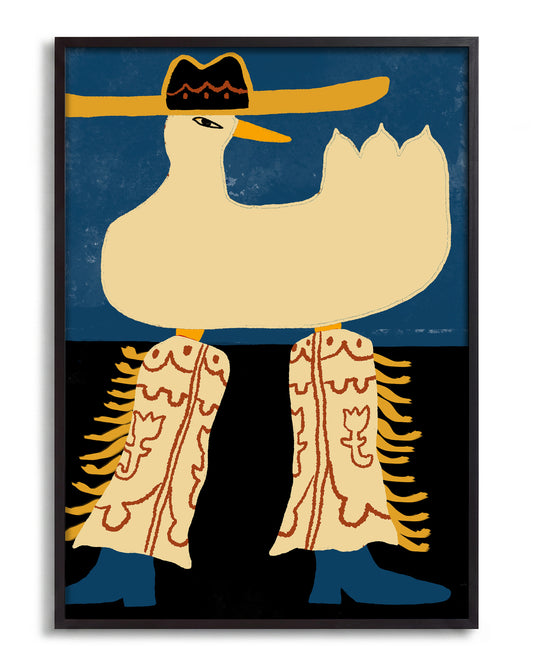 Cowboy Duck - no background framed - black