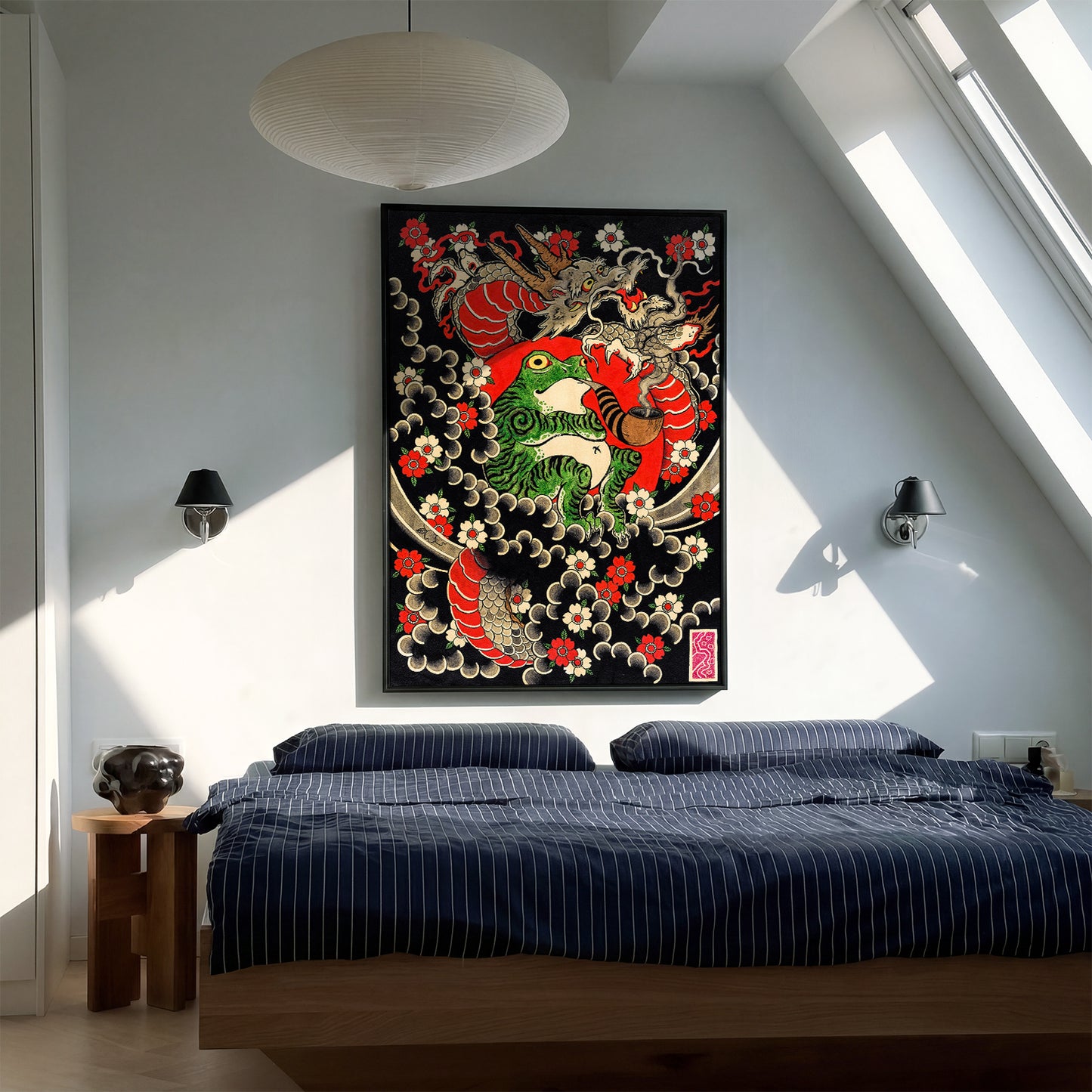 Dragon, Frog & Sakura canvas
