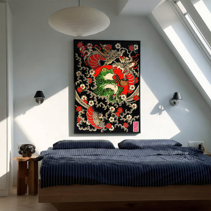 Dragon, Frog & Sakura canvas