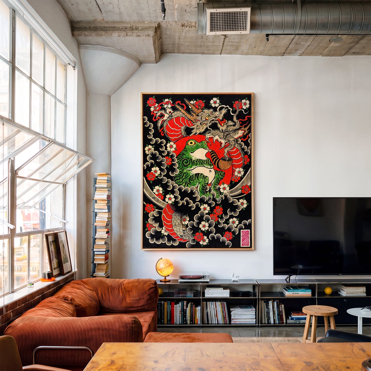 Dragon, Frog & Sakura canvas