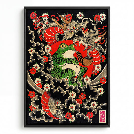 Dragon, Frog & Sakura canvas