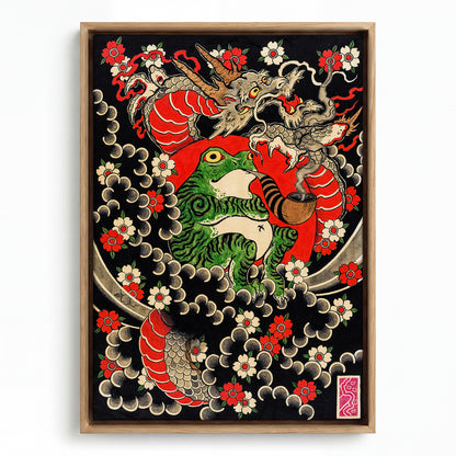 Dragon, Frog & Sakura canvas