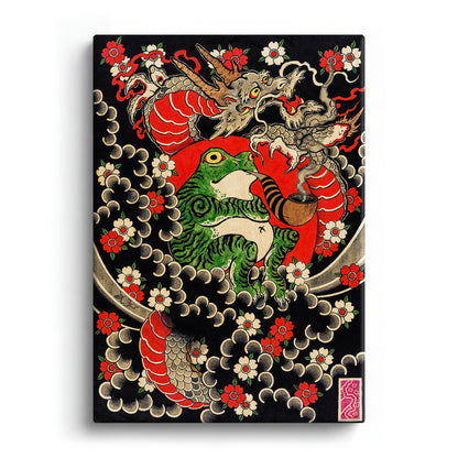Dragon, Frog & Sakura canvas