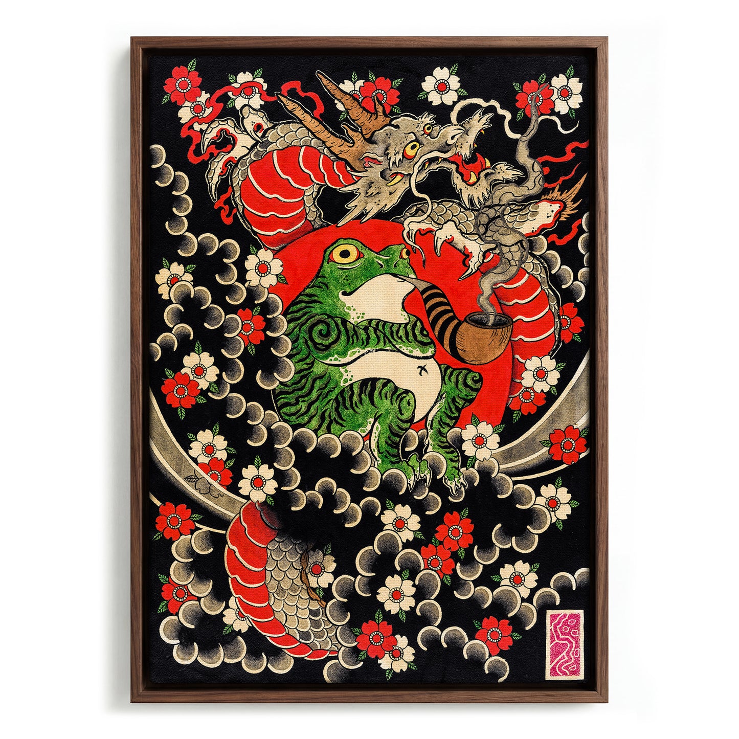 Dragon, Frog & Sakura canvas