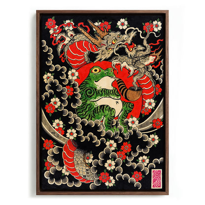 Dragon, Frog & Sakura canvas