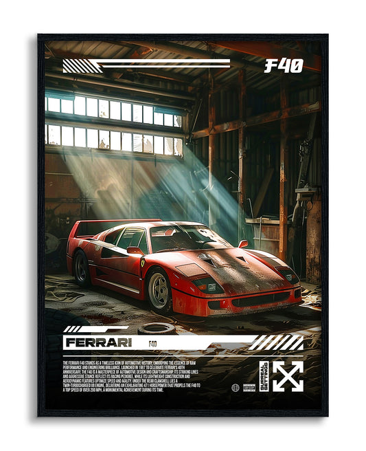 Ferrari F40 Garage Poster