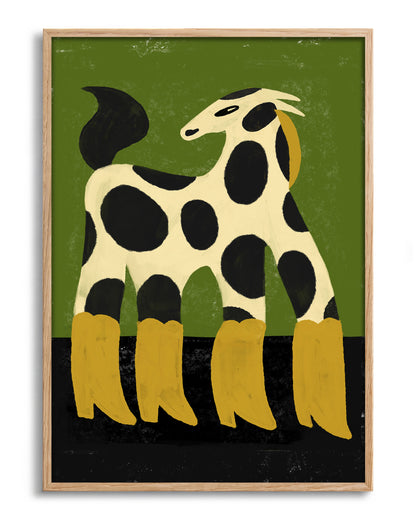 Horse n Boots - no background framed - oak