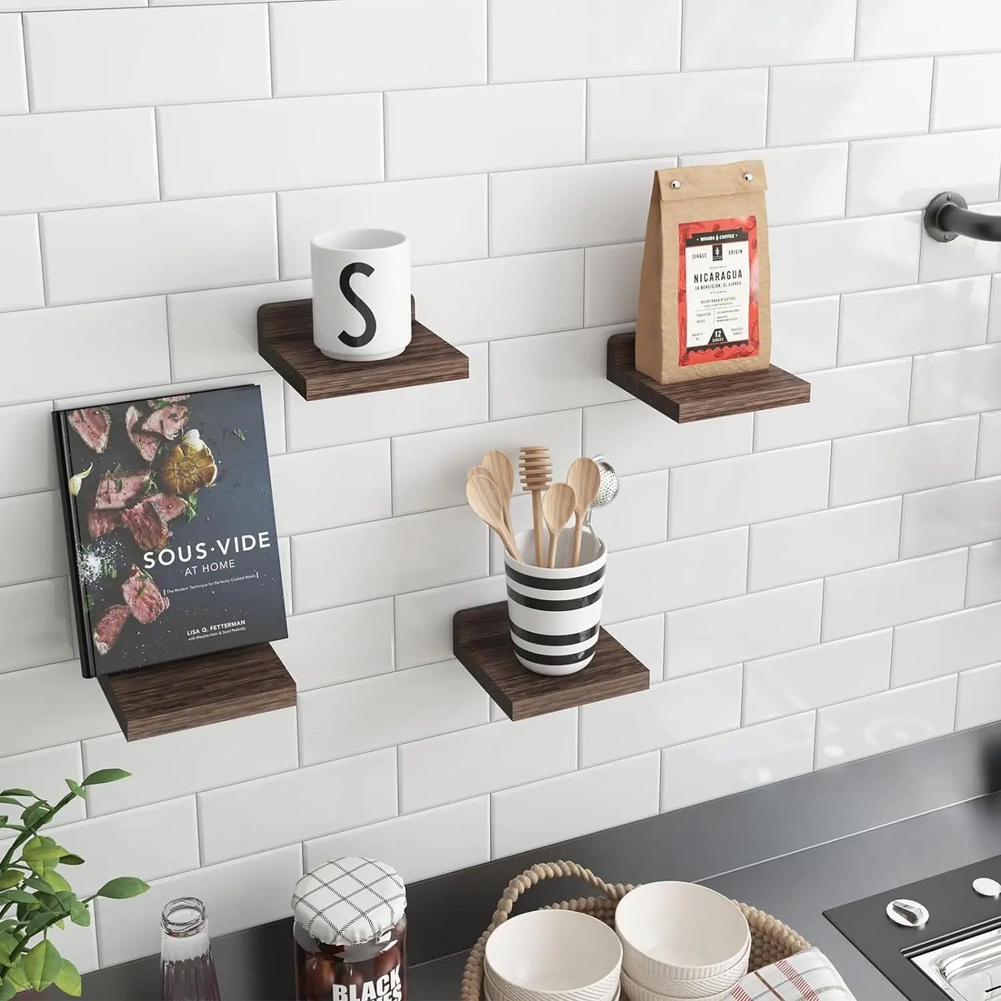 4-Pack Small Floating Shelves