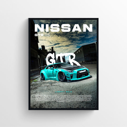 Nissan GTR car poster wide body liberty walk framed poster