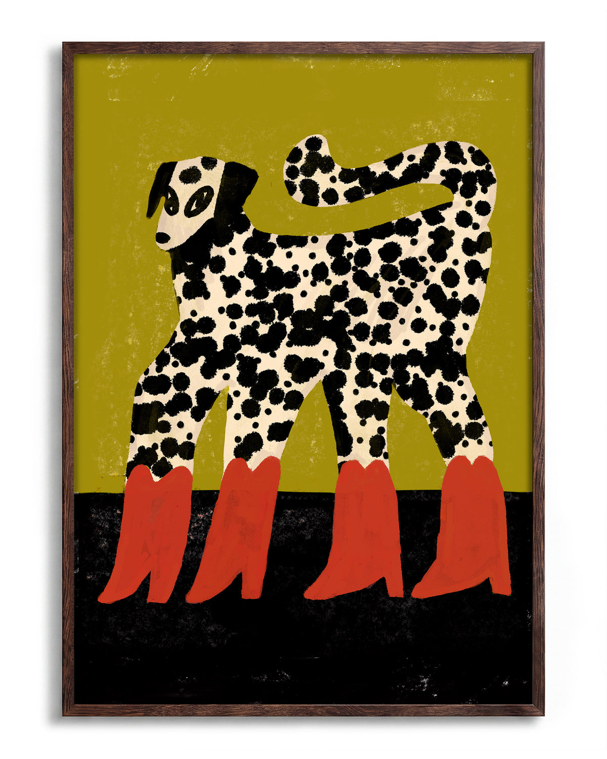 Red Boots - no background framed - walnut