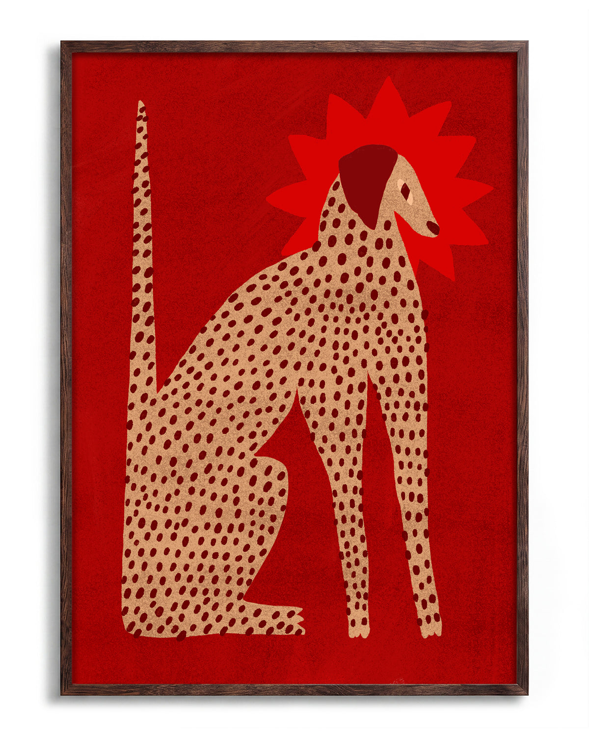 Red Dalmatian - no background framed - walnut