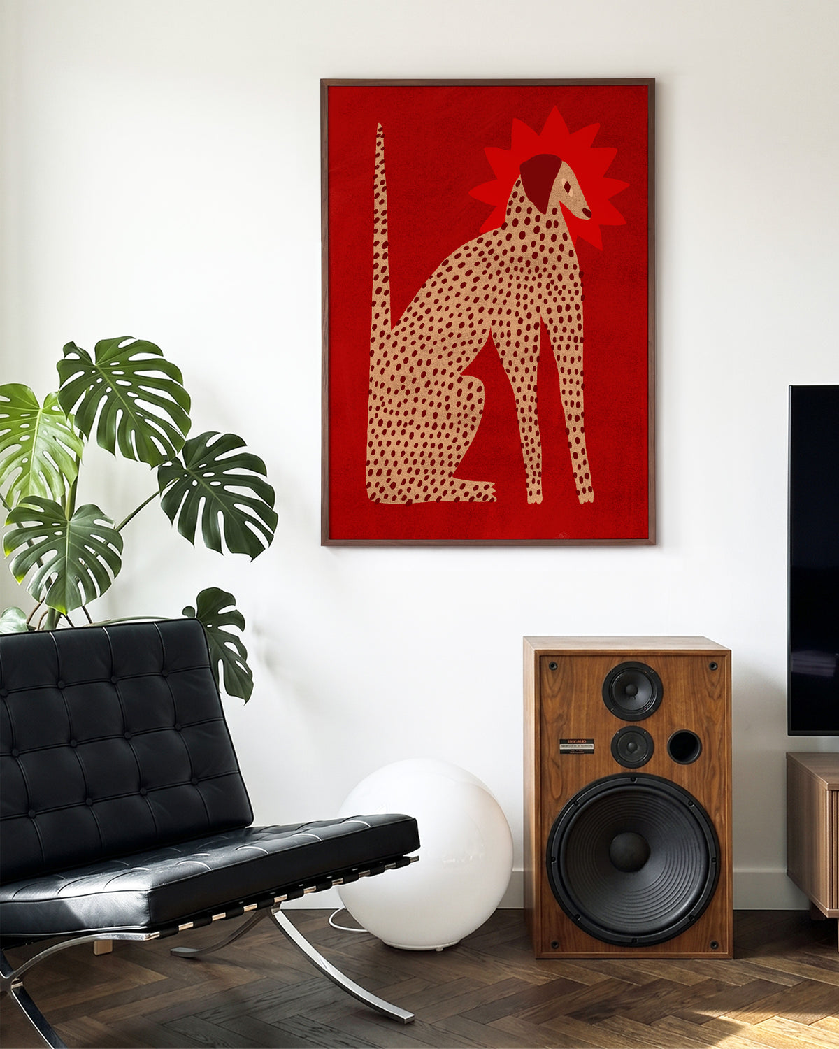 Red Dalmatian - room context walnut