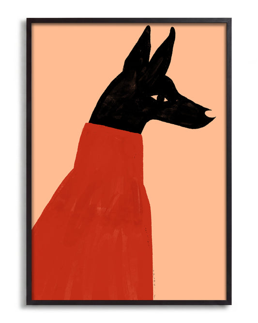 Red Dog - no background framed - black