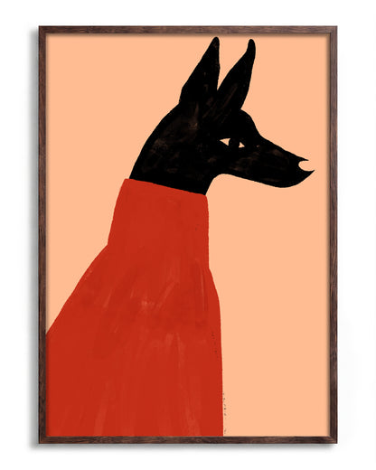 Red Dog - no background framed - walnut