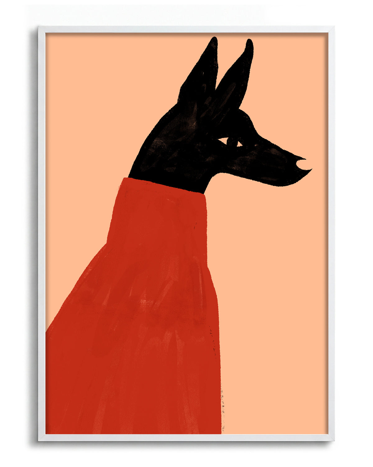 Red Dog - no background framed - white