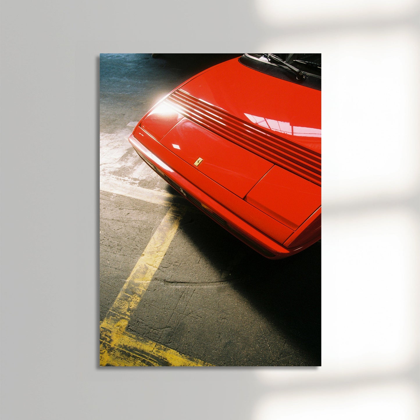 Red Ferarri yellow lines