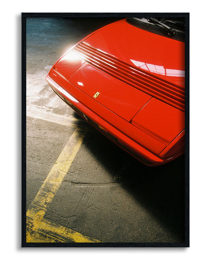 Red Ferarri yellow lines
