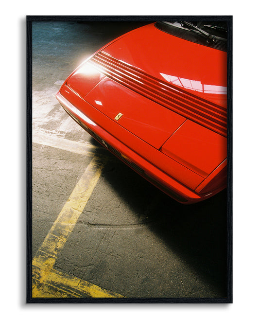 Red Ferarri yellow lines
