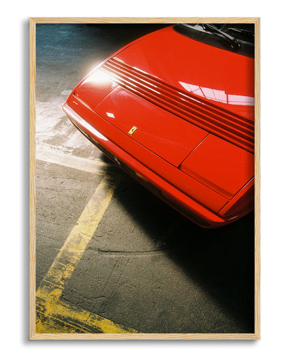 Red Ferarri yellow lines