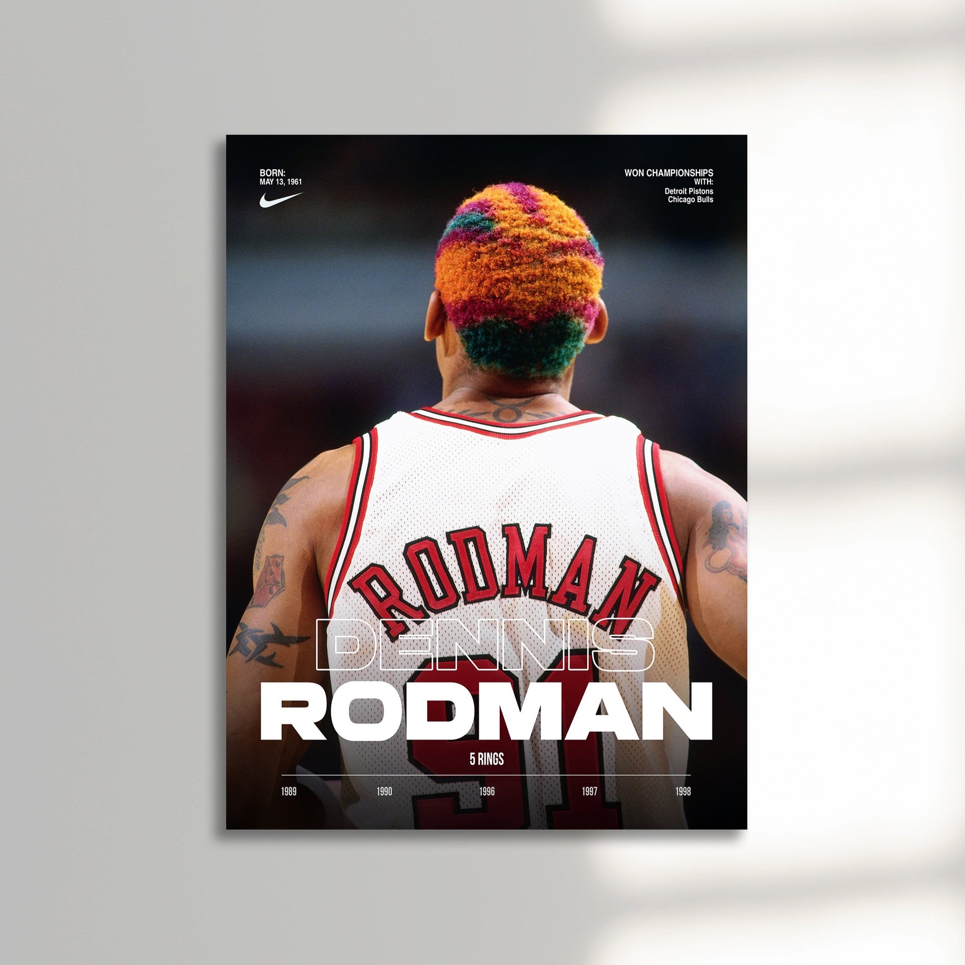 Dennis Rodman NBA chicago Bulls basketball poster unframed