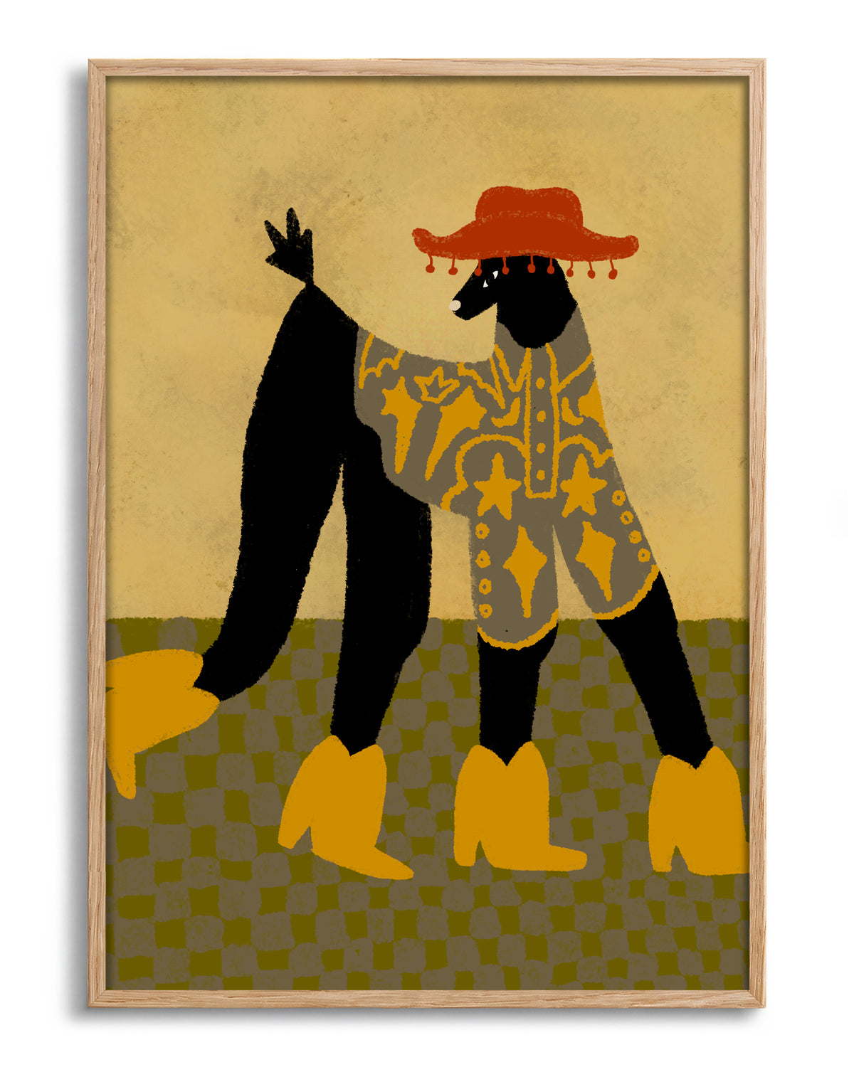 Santiago Cowboy - no background framed - oak