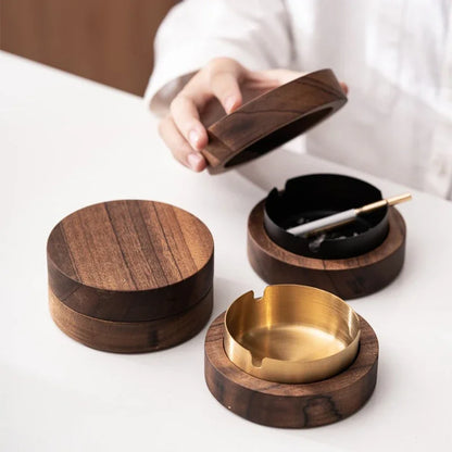 Solid Walnut & Stainless Steel Ash Tray