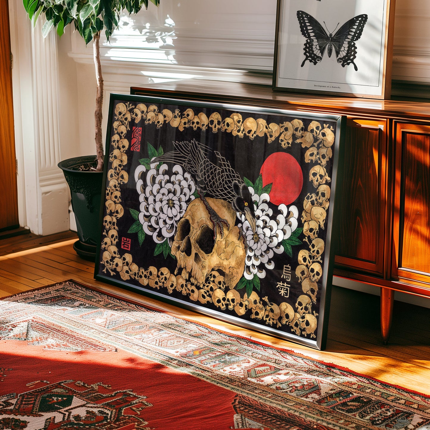 Skulls & Crow & Chrysanthemum