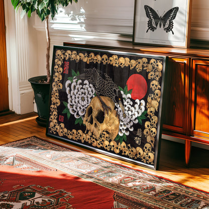 Skulls & Crow & Chrysanthemum