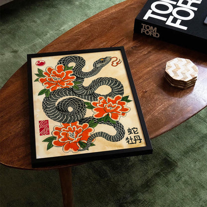 Snake & Peonies