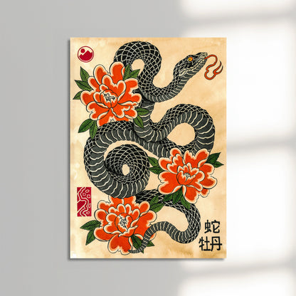 Snake & Peonies
