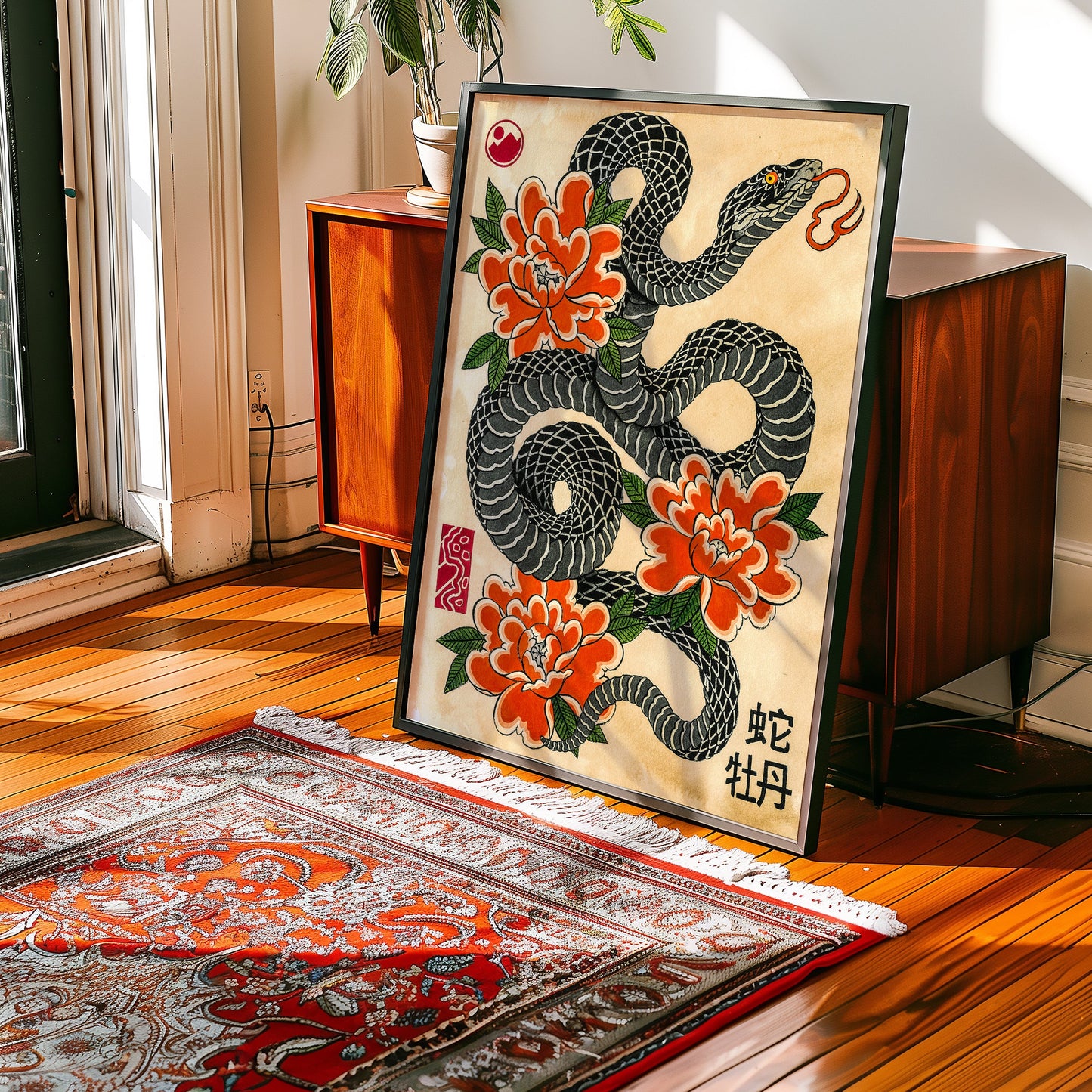 Snake & Peonies