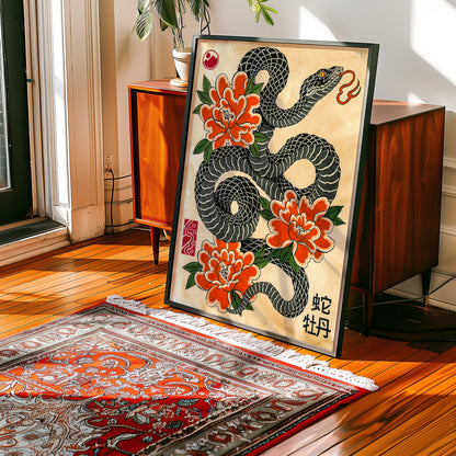 Snake & Peonies