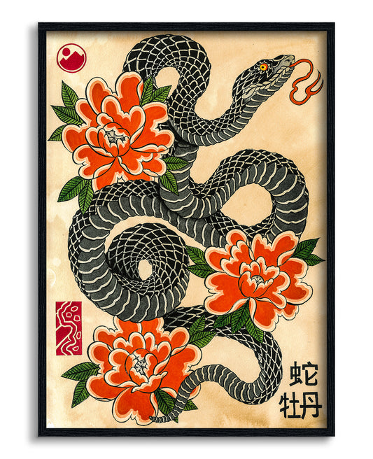 Snake & Peonies