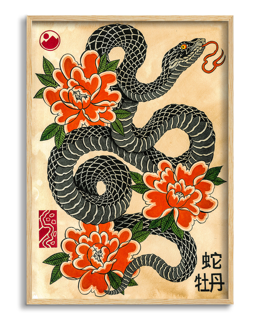 Snake & Peonies
