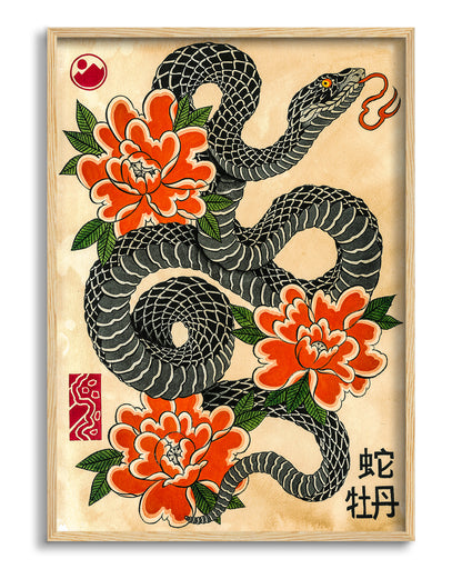 Snake & Peonies