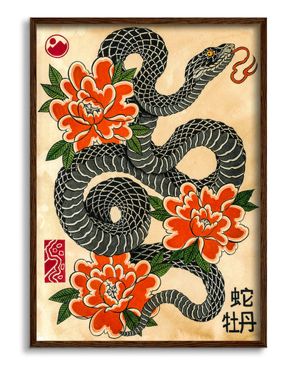 Snake & Peonies