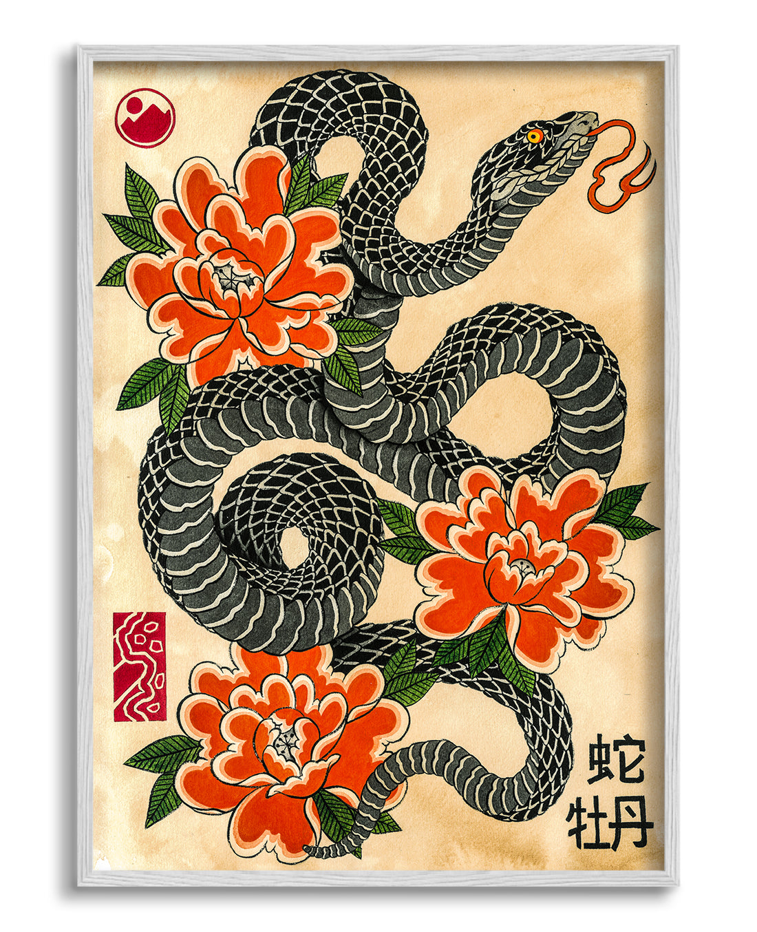 Snake & Peonies