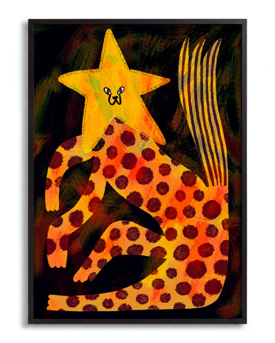 Star Cat - no background framed - black