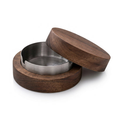 Solid Walnut & Stainless Steel Ash Tray
