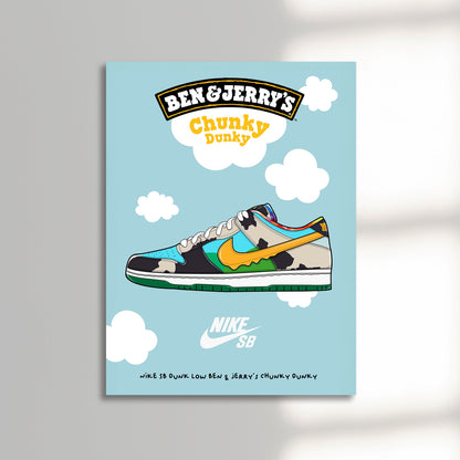 Nike Ben and Jerrys chunky dunky sneaker poster, fashion poster unframed