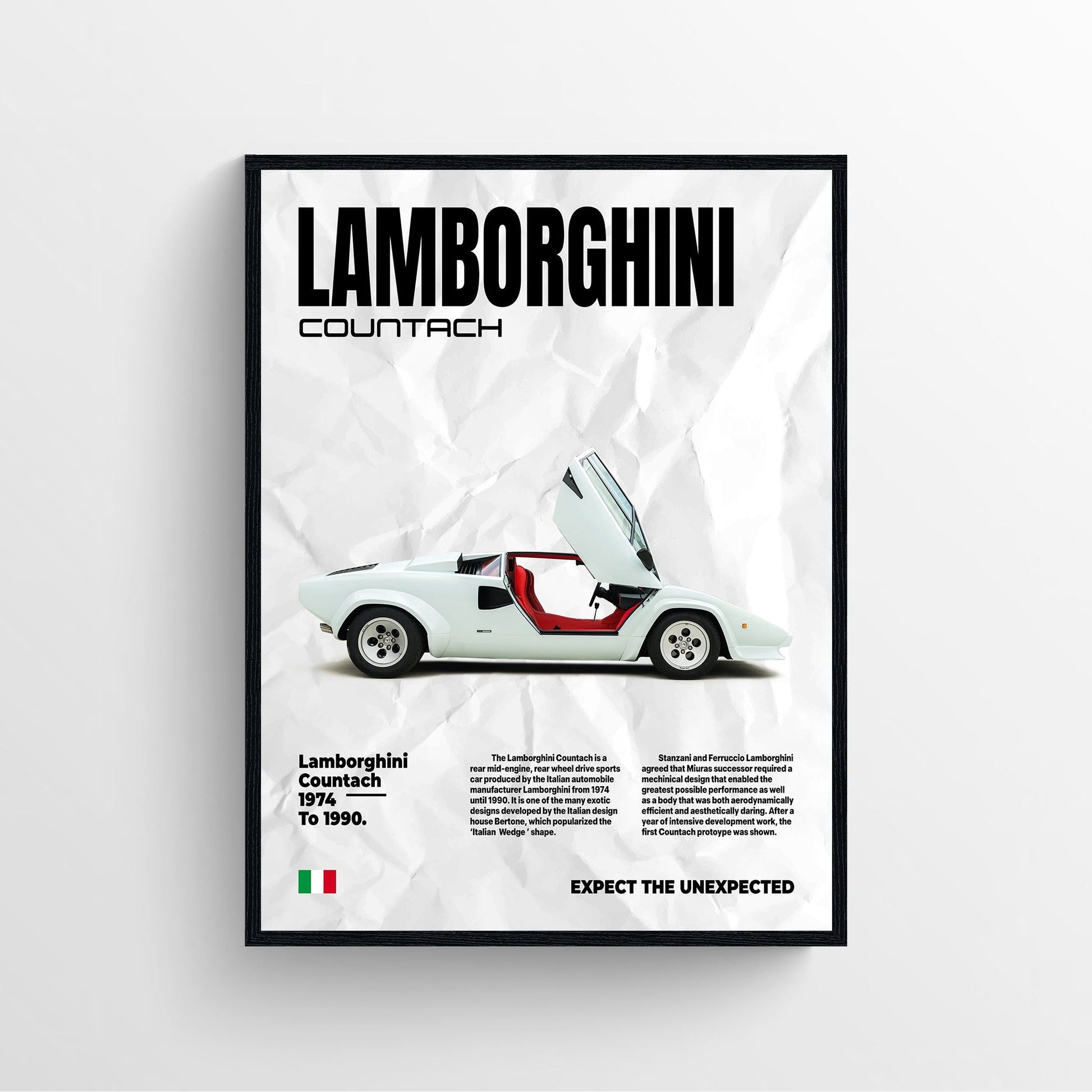 Vintage Lamborghini Countach Newspaper Car Poster – Poster Kings