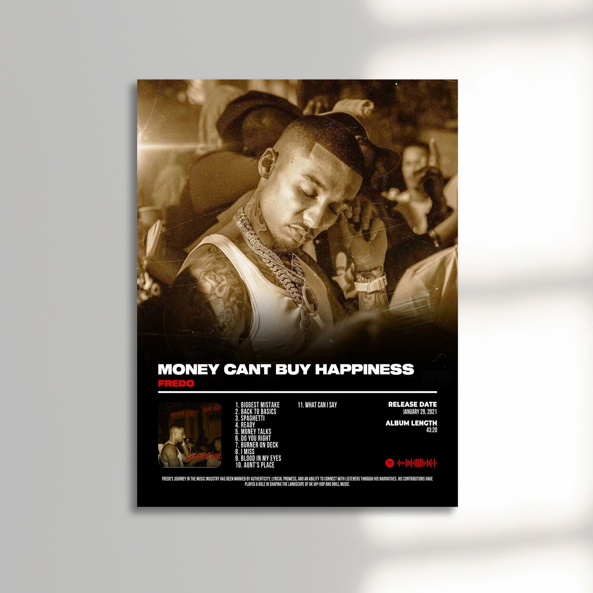 Fredo money can't buy happiness album cover poster unframed