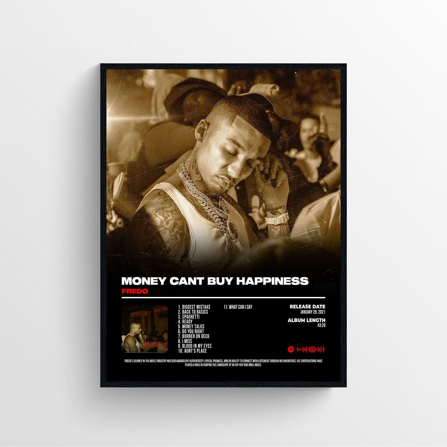 Fredo money can't buy happiness album cover poster framed