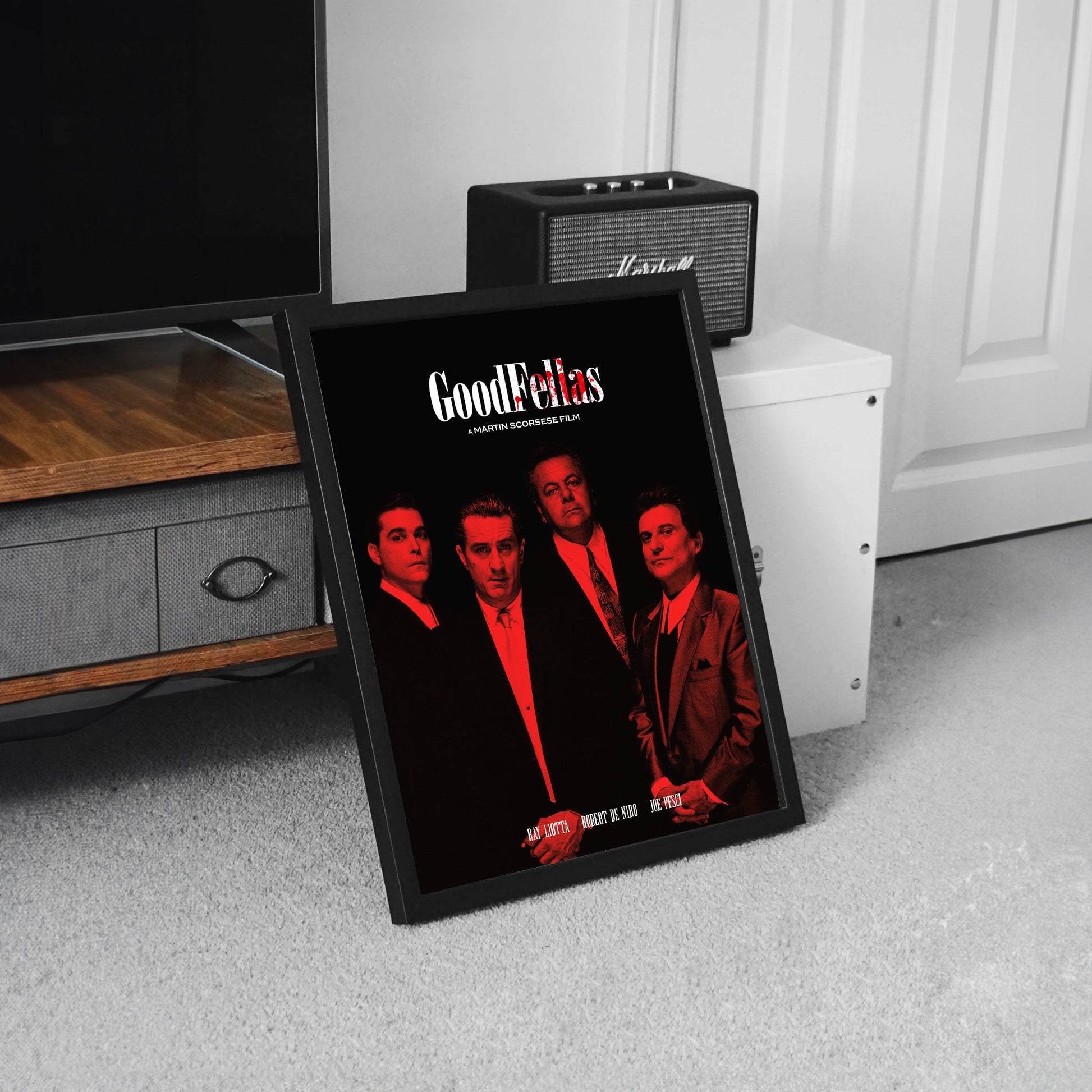 Goodfellas black and red movie poster framed