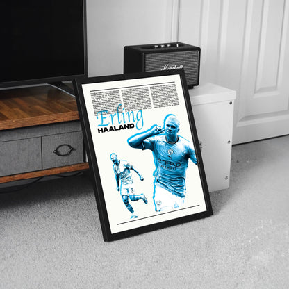 Erling Haaland Manchester City football poster framed