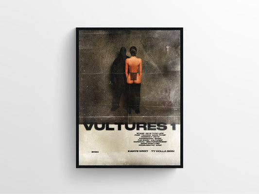 Kanye West x ty Dolla sign vultures album cover poster framed