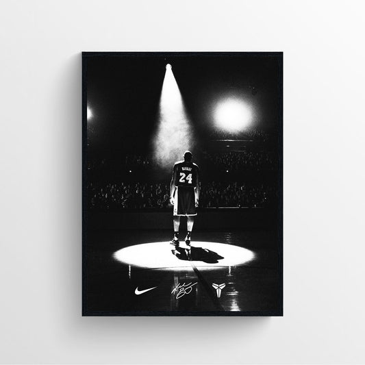 Kobe Bryant black and white framed basketball poster