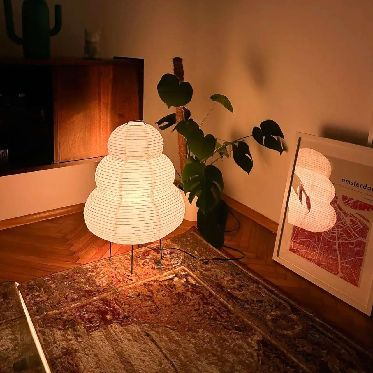 Tall Japanese Rice Paper Lamp