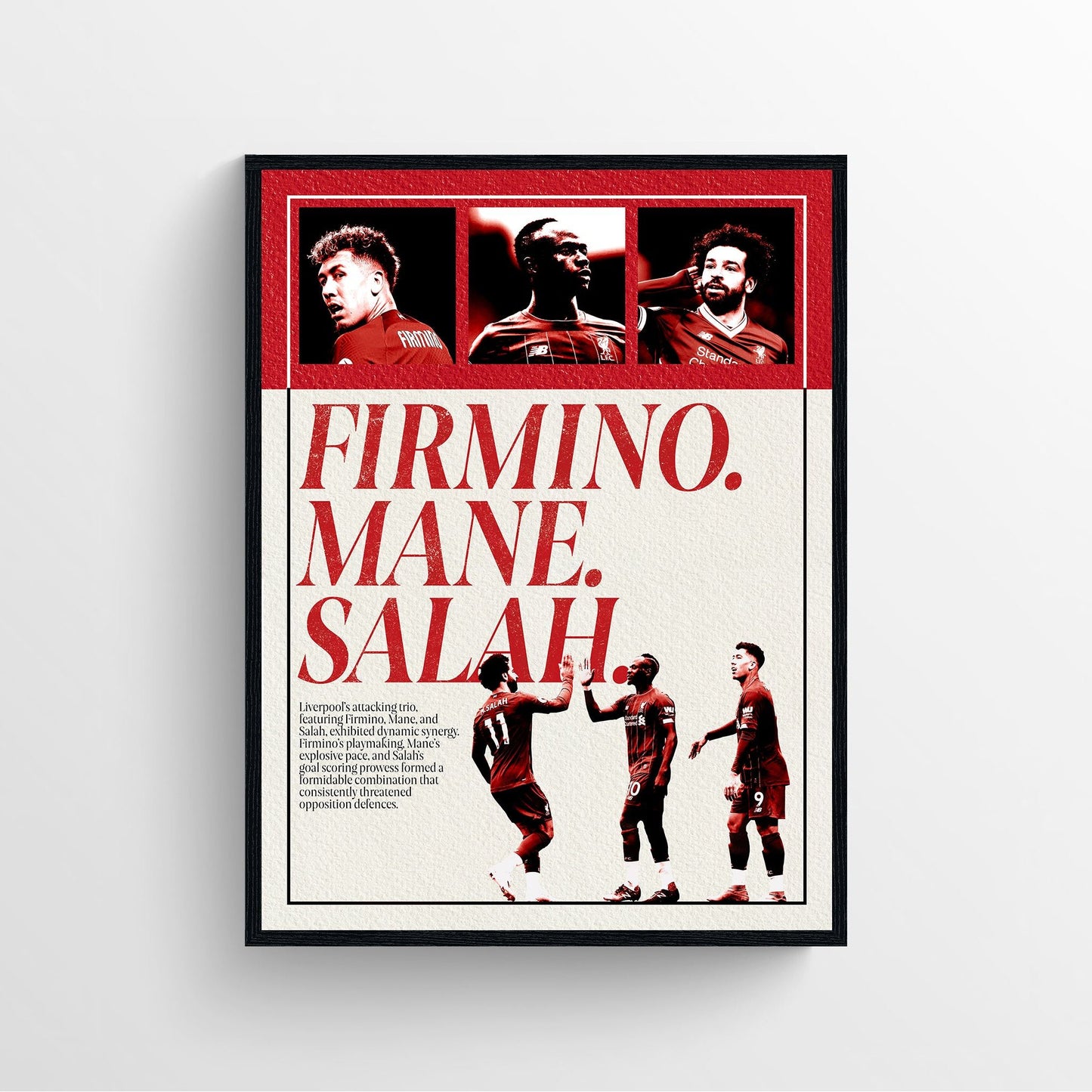 firmino Mane Salah liverpool fc football poster framed