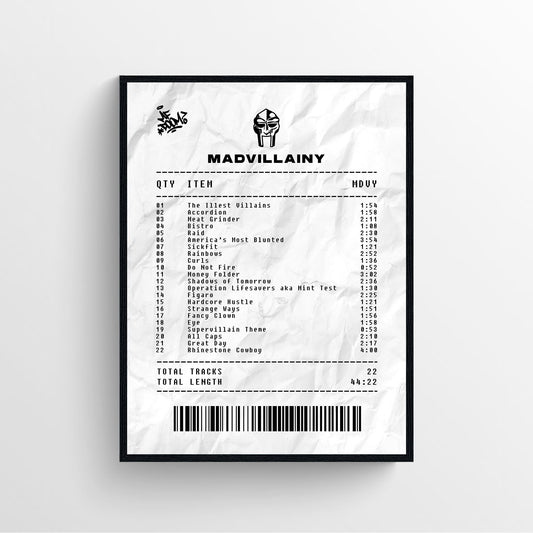 MF Doom Madvillainy Receipt style poster